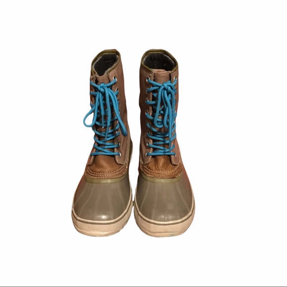 Sorel 1964 Premium Canvas Mid-Calf Waterproof Boots with Turquoise Laces - Picture 3 of 16